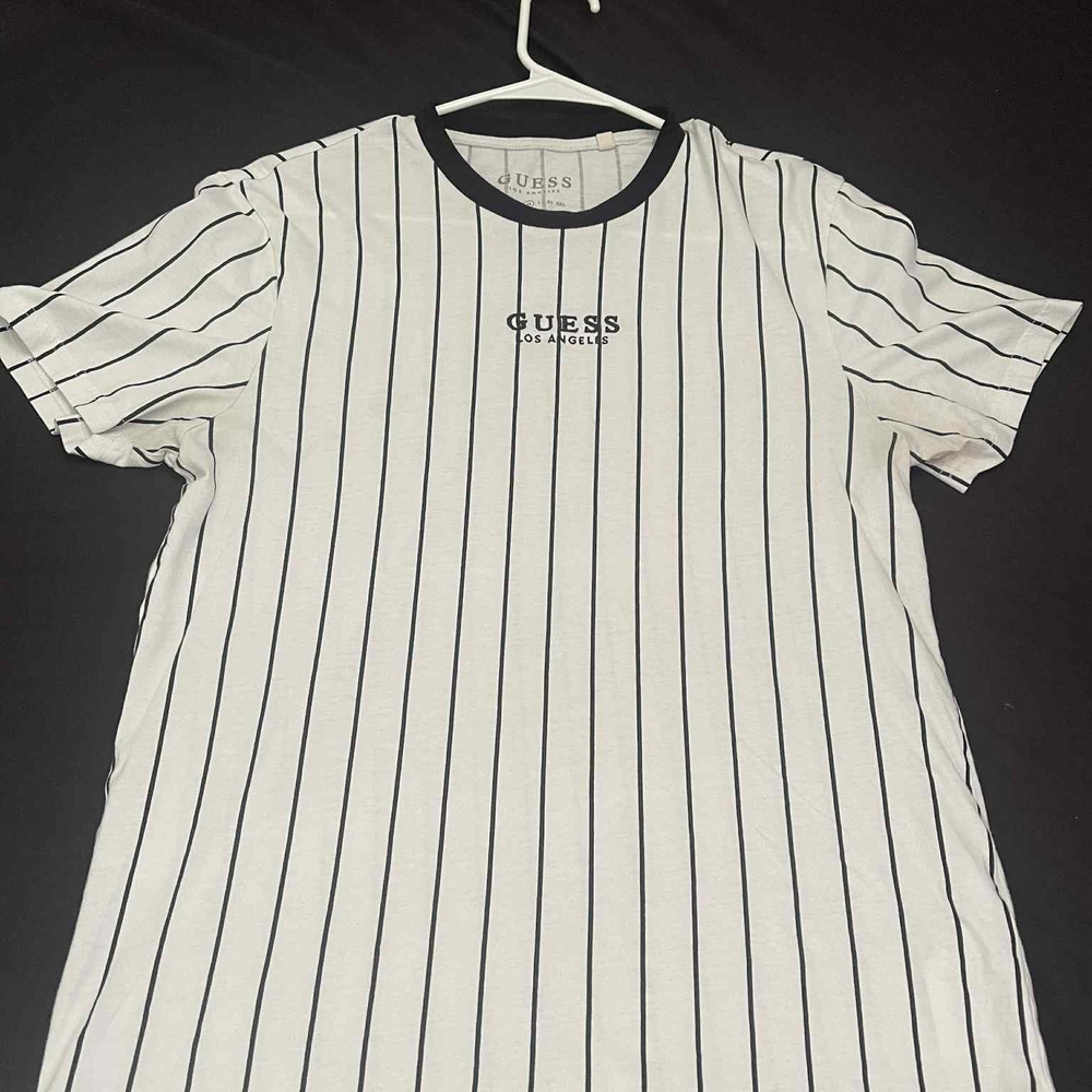 Guess Men's Black Pinstripe Tee